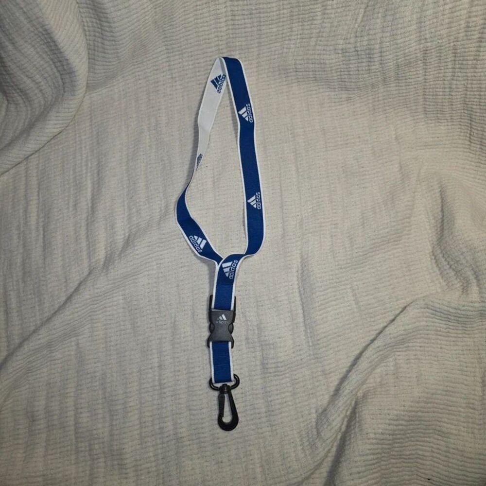 Adidas Blue & White Logo Lanyard Keychain Badge Holder